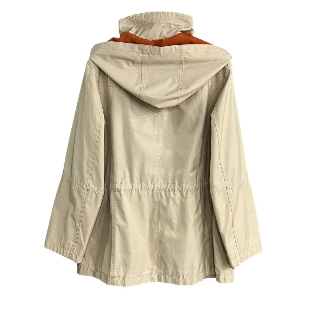 Fleet Street Women Large Jacket/Coat Tan Orange Detachable Hood Zip Snap - Picture 7 of 15